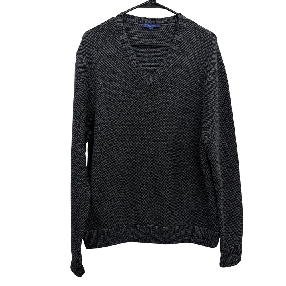 J. McLaughlin Sweater Mens Large Charcoal Gray Wool Angora Blend V-Neck Knit
